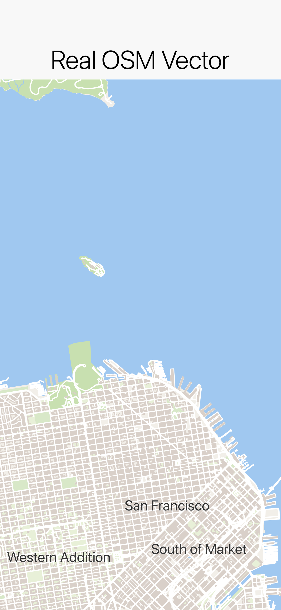 The pure-vector MapView rendering OpenStreetMap data
